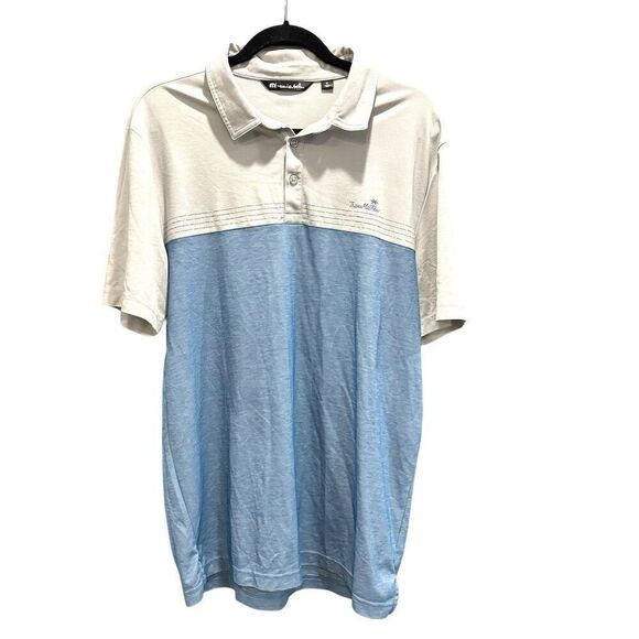 Travis Mathew Men's XL Gray & Blue Golf Polo Shirt Short Sleeve - Picture 1 of 5